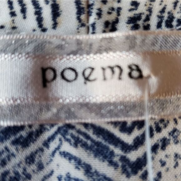 🔸️Poema Blue & Cream Brushed Chevron Print Sleeveless Top Large - Picture 10 of 11